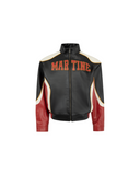 MARTINE ROSE SUPERBOWL LEATHER JACKET BLACK/RED