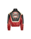 MARTINE ROSE SUPERBOWL LEATHER JACKET BLACK/RED