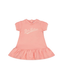 DOLCE & GABBANA KIDS LOGO EMBROIDERED RUFFLED DRESS PINK