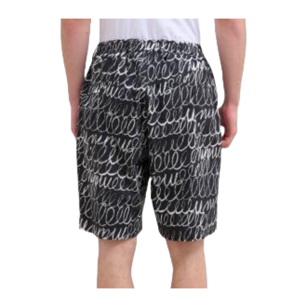 MARNI SCRIBBLED POPELINE SHORTS BLACK/WHITE