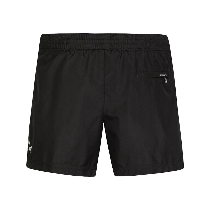 SHORT SWIM TRUNKS WITH DOLCE&GABBANA LOGO BLACK/WHITE