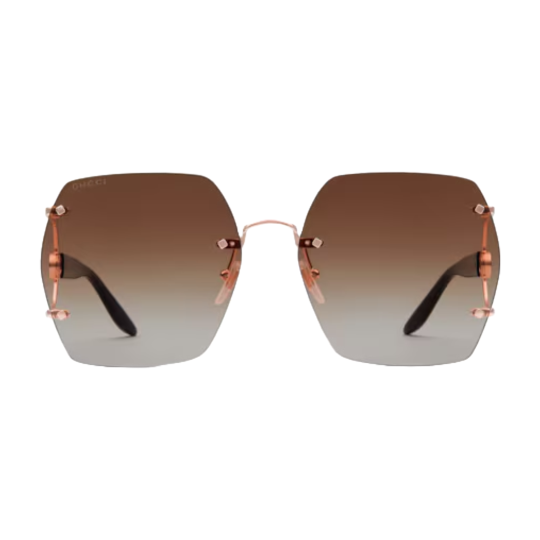 GEOMETRIC FRAME SUNGLASSES GOLD HAVANA BROWN