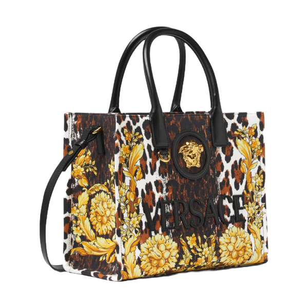 WILD BAROCCO CANVAS SMALL TOTE BAG BLACK/MULTICOLOR