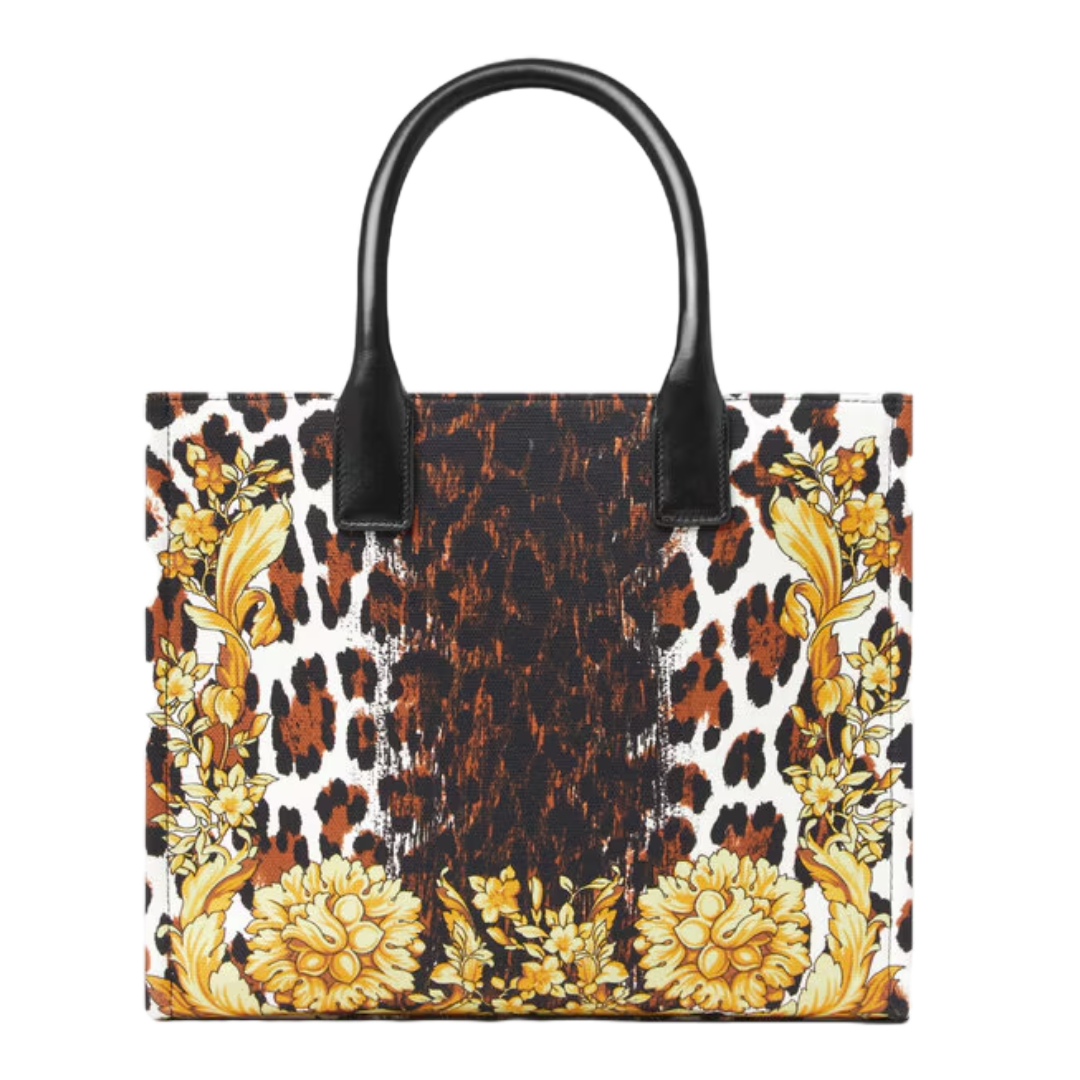 WILD BAROCCO CANVAS SMALL TOTE BAG BLACK/MULTICOLOR