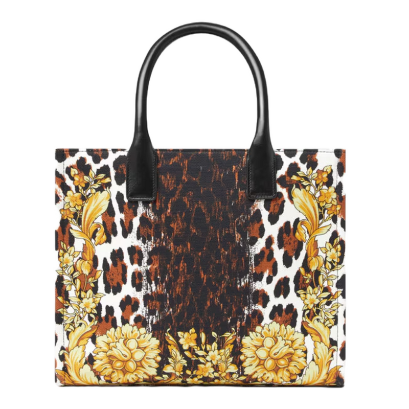 WILD BAROCCO CANVAS SMALL TOTE BAG BLACK/MULTICOLOR