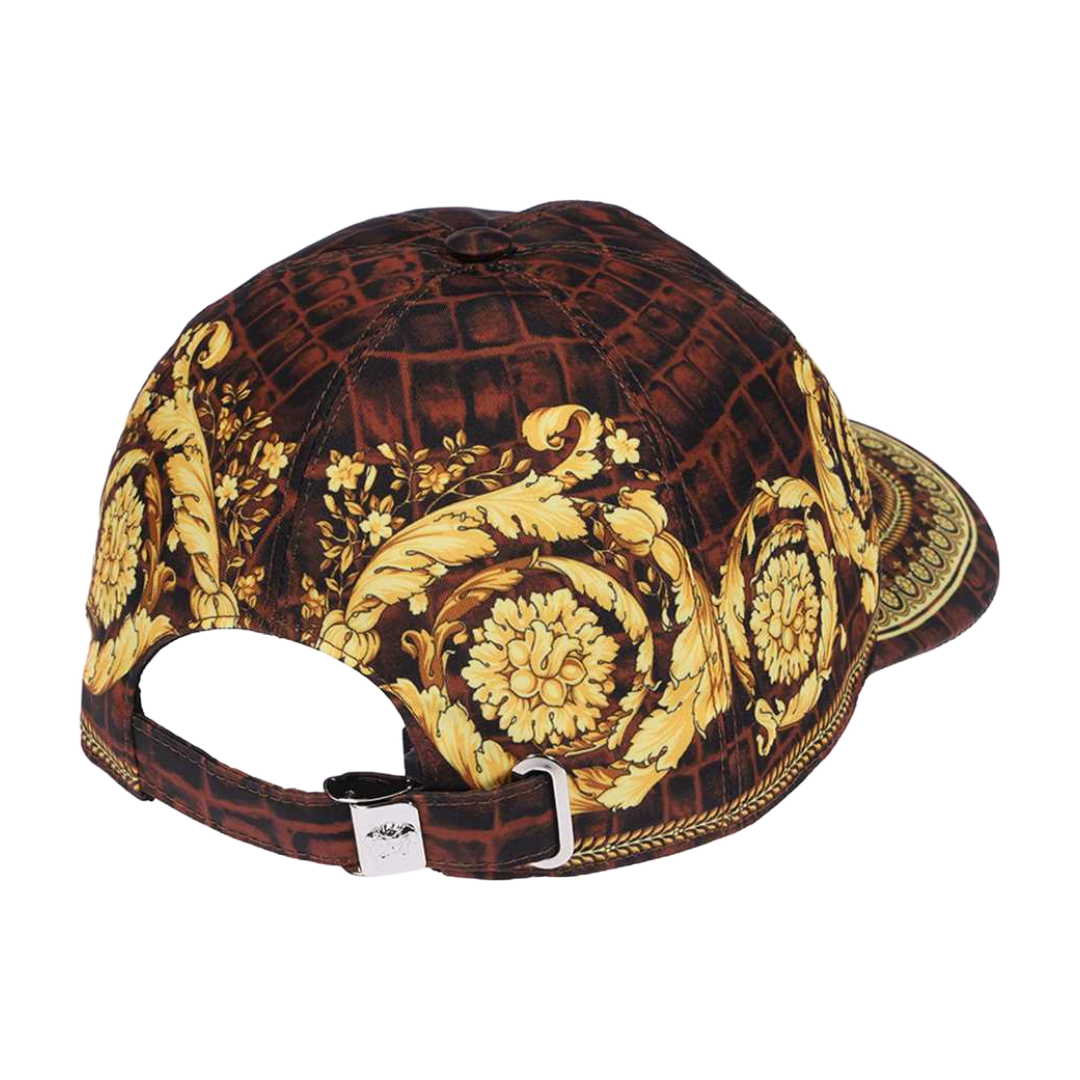 BASEBALL CAP TWILL POLY BAROQUE PRINT CHESTNUT GOLD