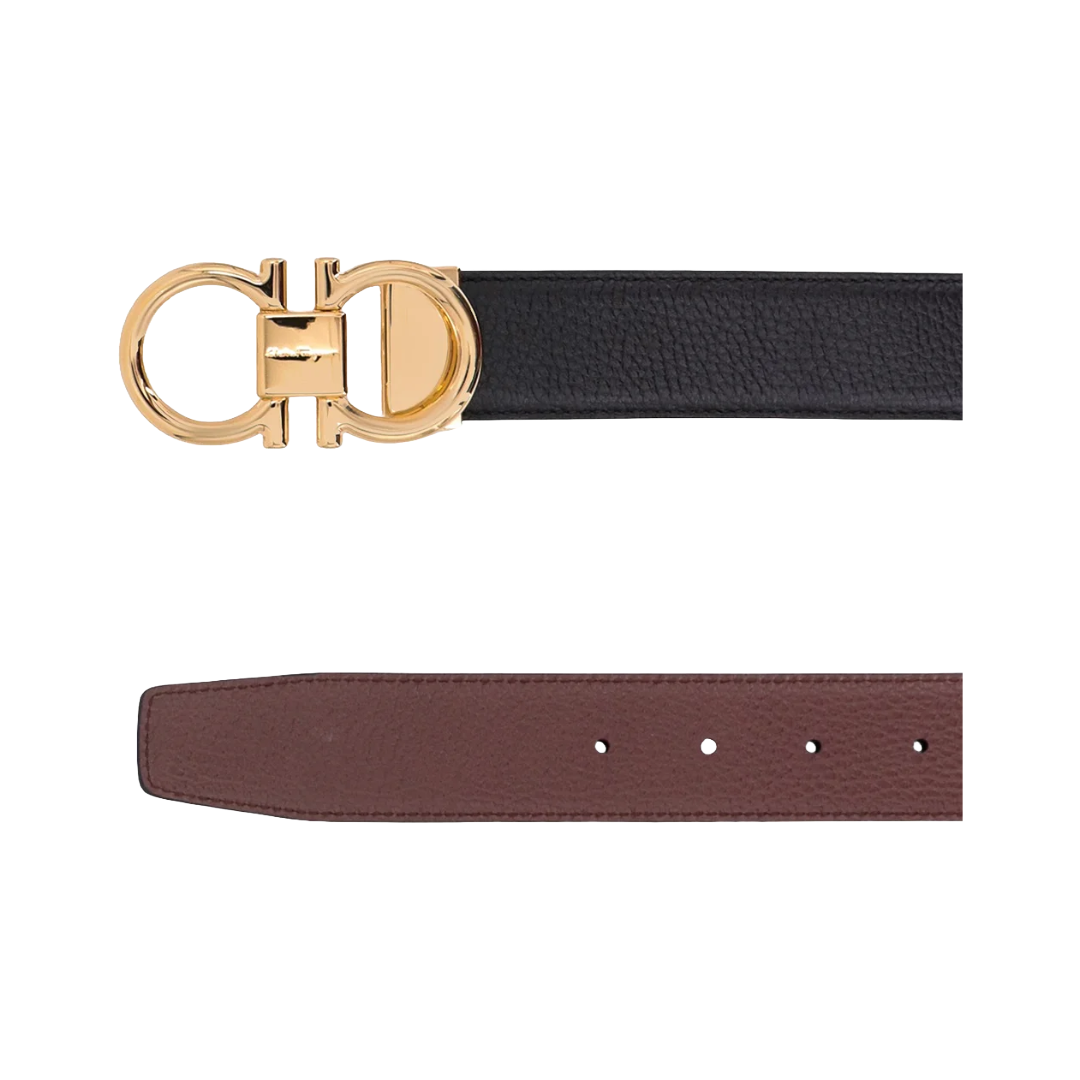 REVERSIBLE AND ADJUSTABLE GANCINI BELT BLACK/COCOA