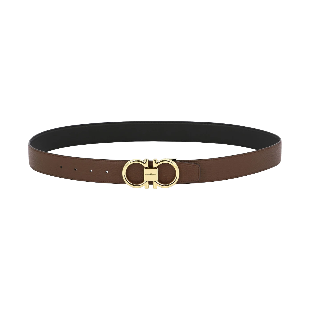 REVERSIBLE AND ADJUSTABLE GANCINI BELT BLACK/COCOA