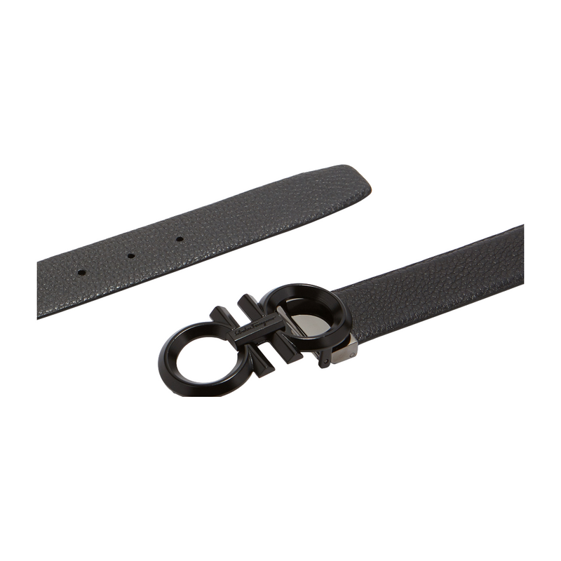 REVERSIBLE AND ADJUSTABLE GANCINI BELT BLACK/ASPHALT GREY