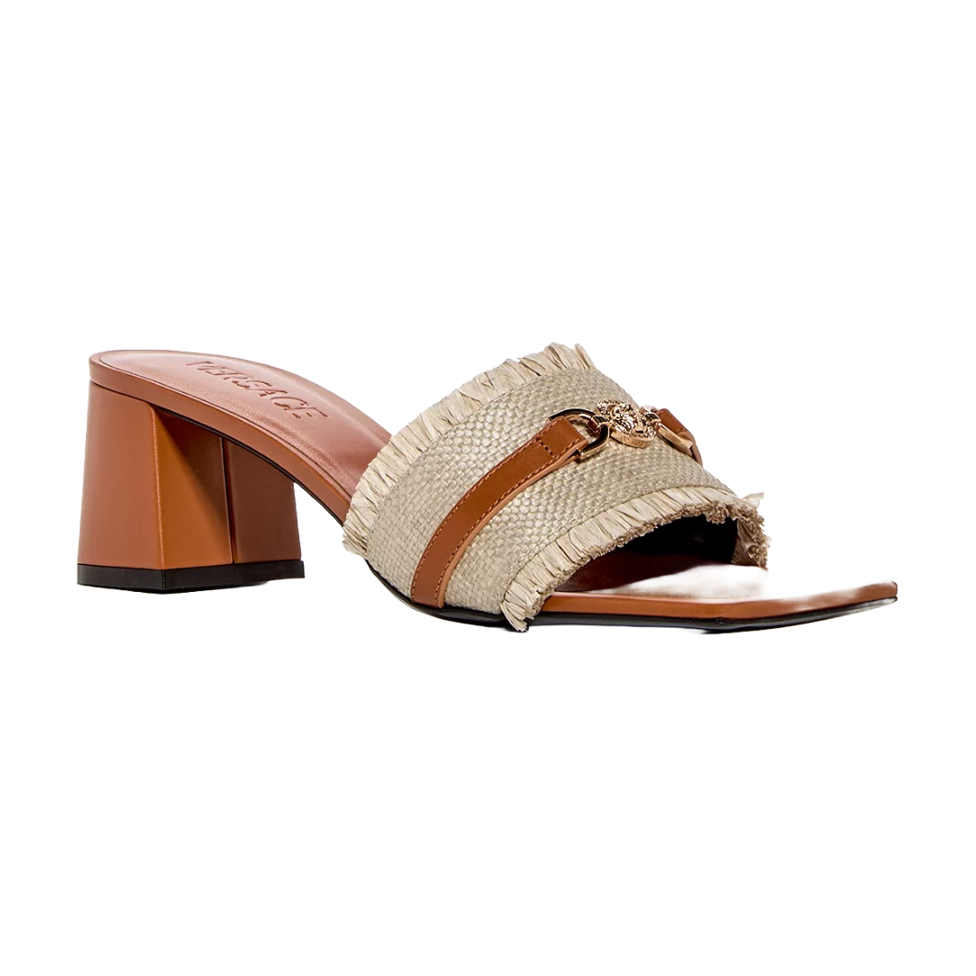 MEDUSA RAFFIA MULES 55MM TAN