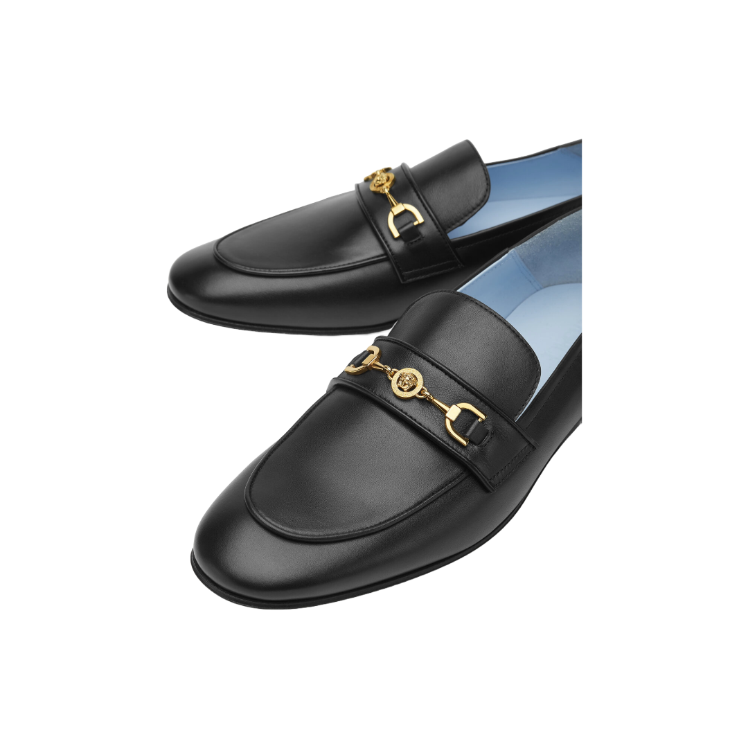 MEDUSA '95 LEATHER SLIPPERS BLACK+GOLD