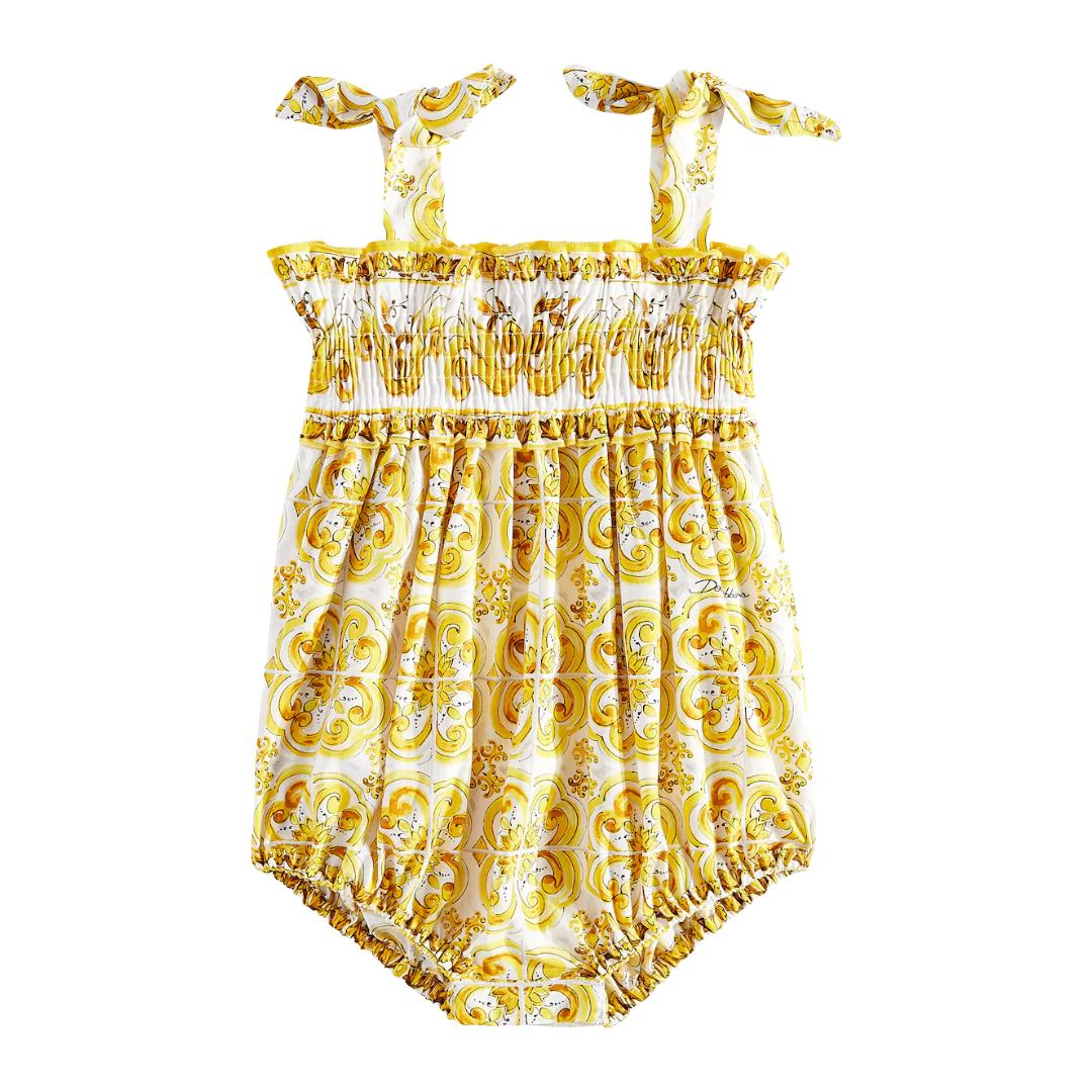 KIDS BABY MAJOLICA GIALLO ROMPERS YELLOW