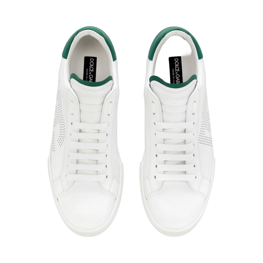 CALFSKIN PORTOFINO SNEAKERS BLANCO/SMERALDO