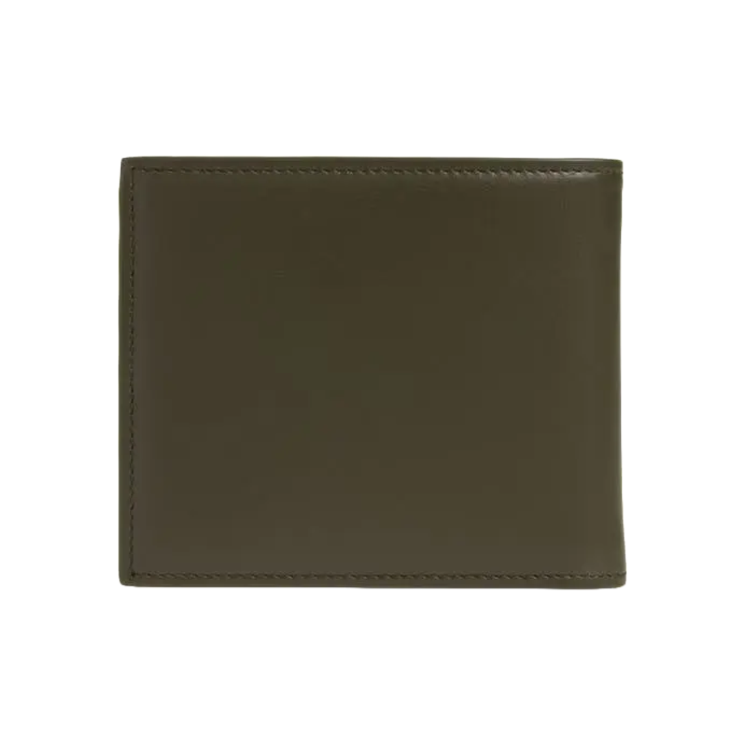 CALFSKIN BIFOLD WALLET WITH LOGO MED GREEN