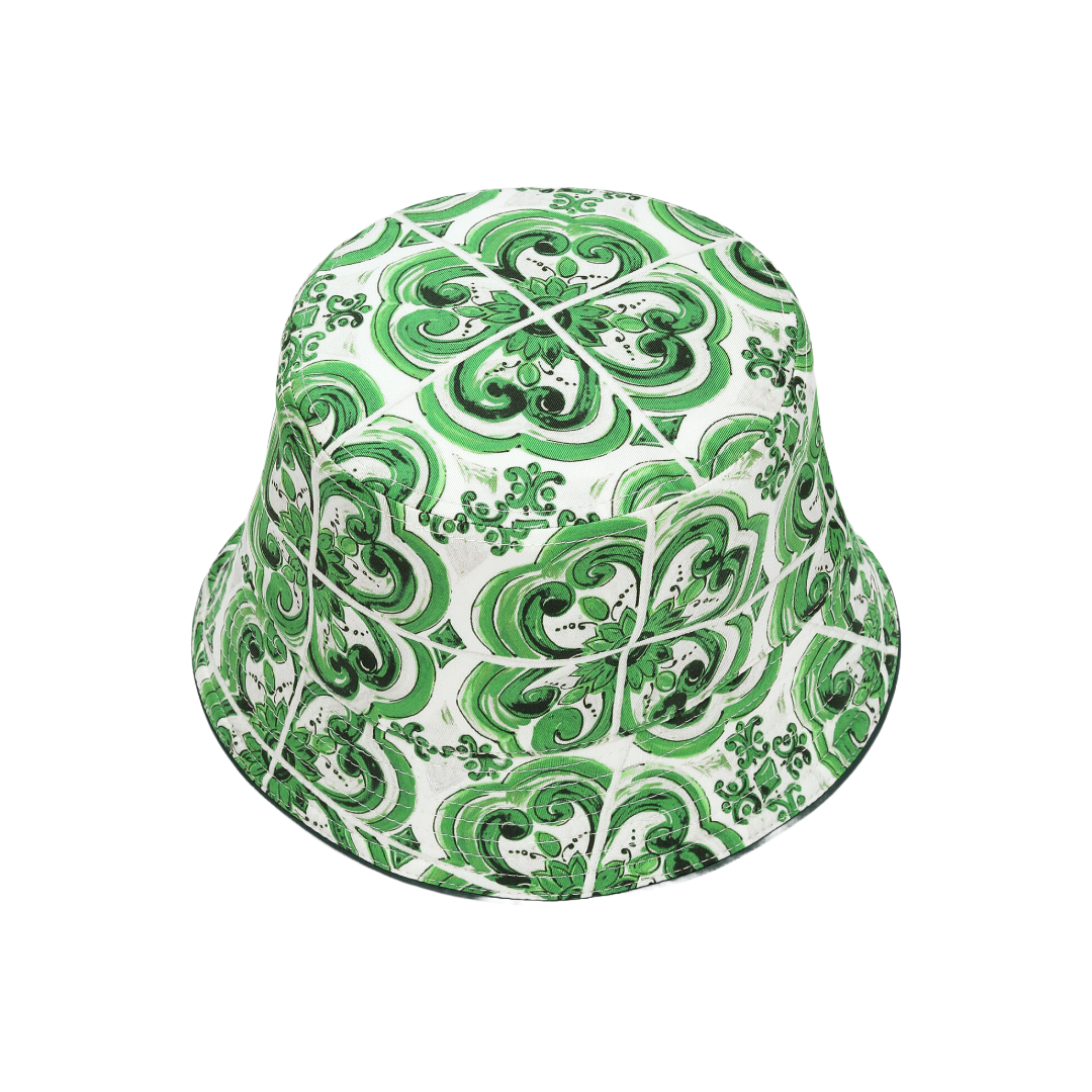 REVERSIBLE BUCKET HAT WITH MAJOLICA PRINT GREEN