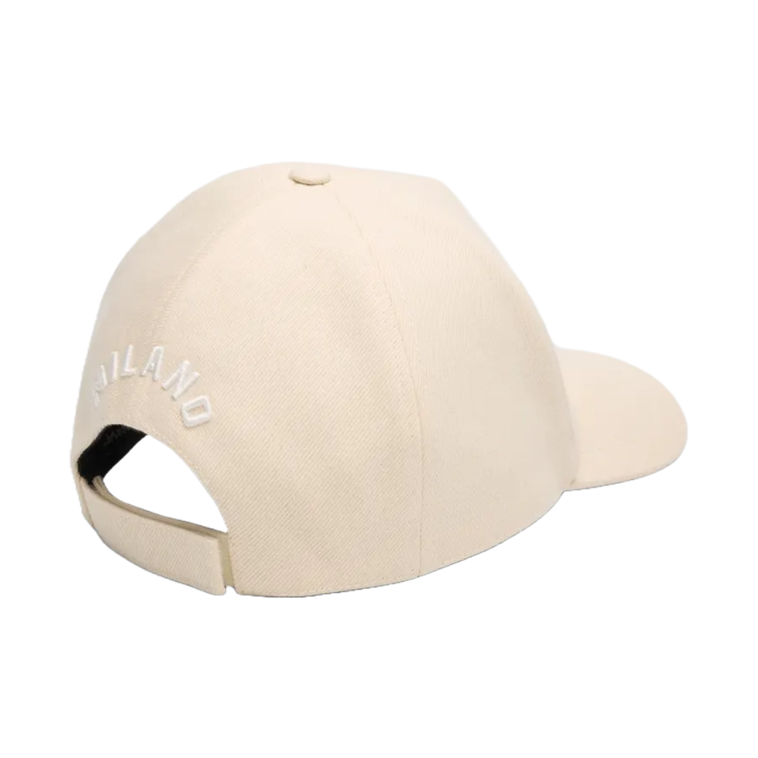 EMBROIDERED LOGO BASEBALL CAP CREAM