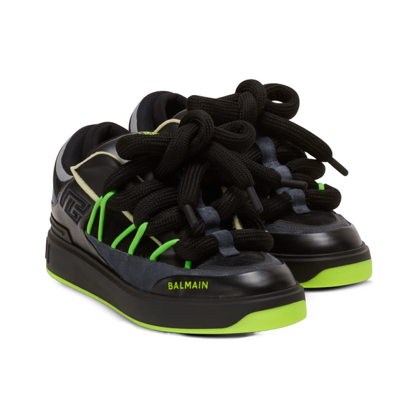 B-COURT PUFFY SKATE SNEAKERS IN CALFSKIN AND SUEDE BLACK