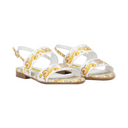 KIDS CALFSKIN SANDALS WITH YELLOW MAJOLICA PRINT