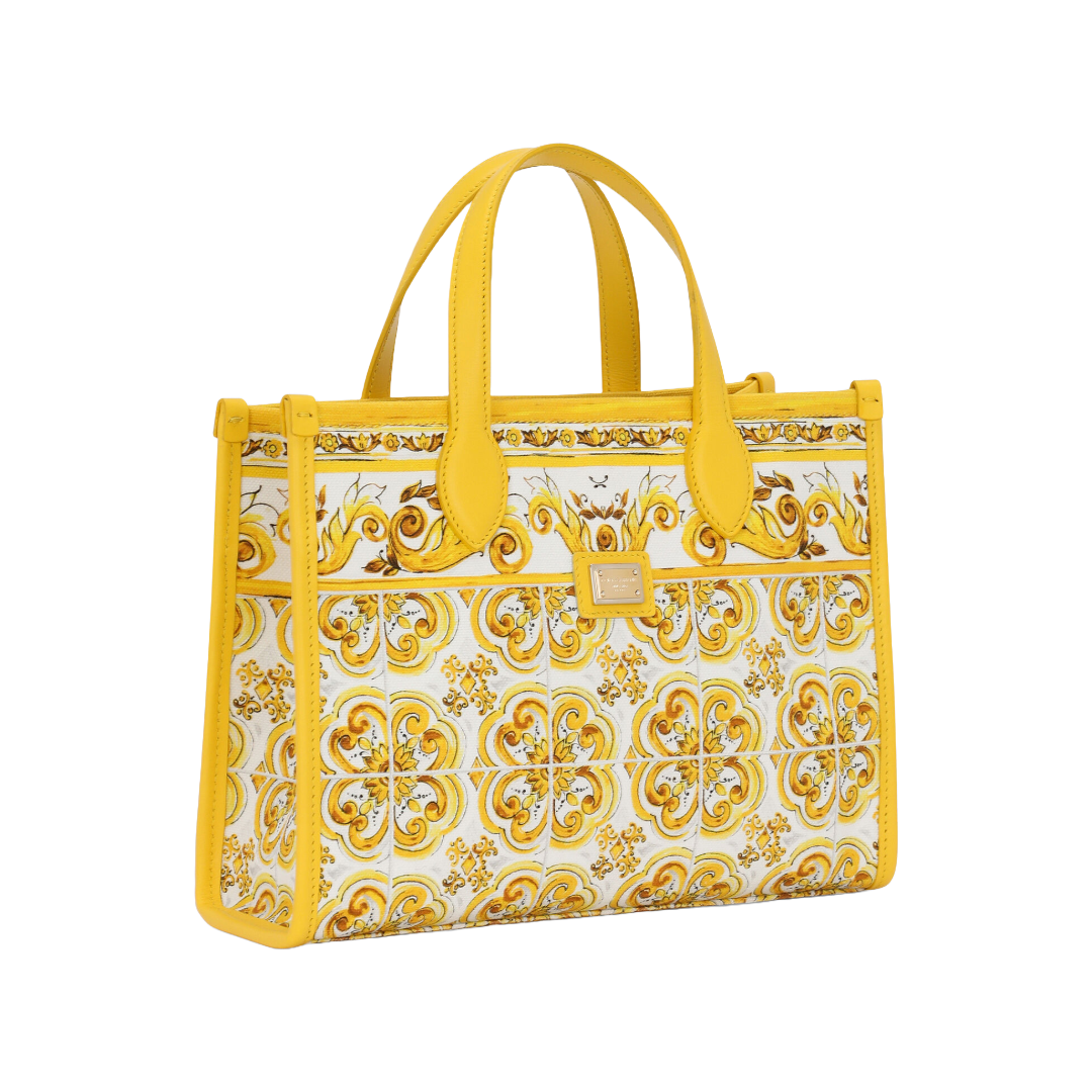 KIDS CANVAS HANDBAG WITH YELLOW MAJOLICA PRINT