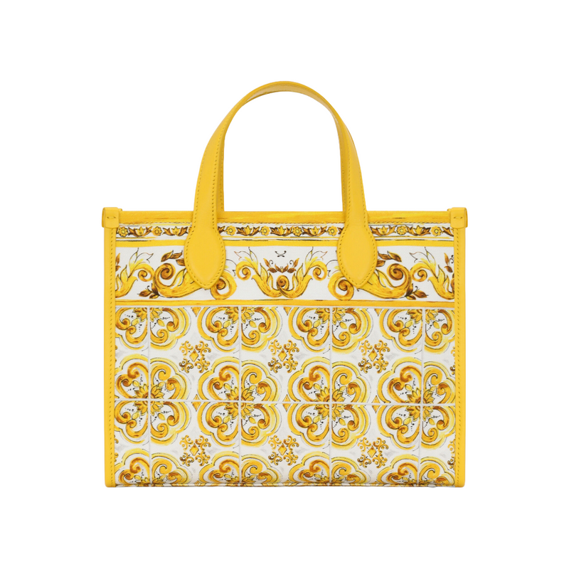 KIDS CANVAS HANDBAG WITH YELLOW MAJOLICA PRINT