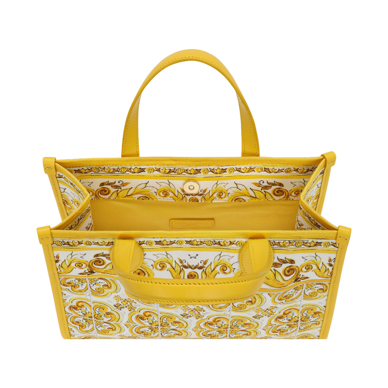 KIDS CANVAS HANDBAG WITH YELLOW MAJOLICA PRINT