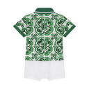 KIDS BABY PIQUE ONESIE WITH GREEN MAJOLICA PRINT AND DG LOGO GREEN