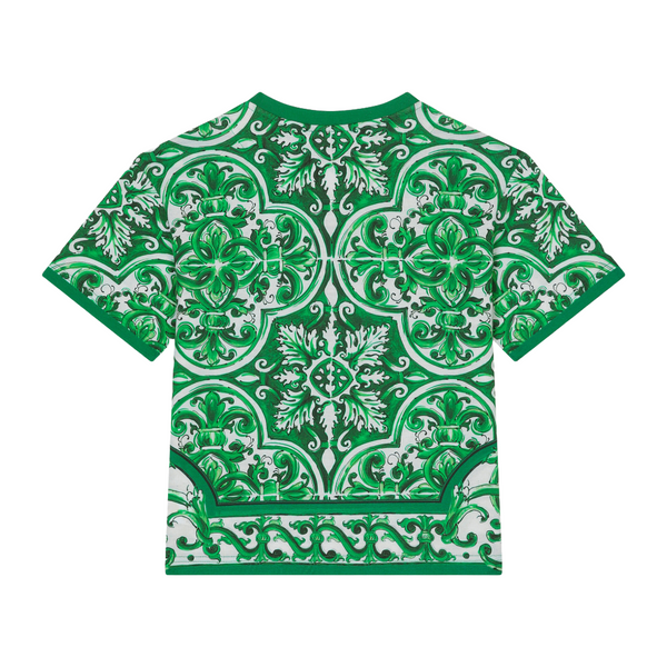 JERSEY T-SHIRT WITH GREEN MAJOLICA PRINT