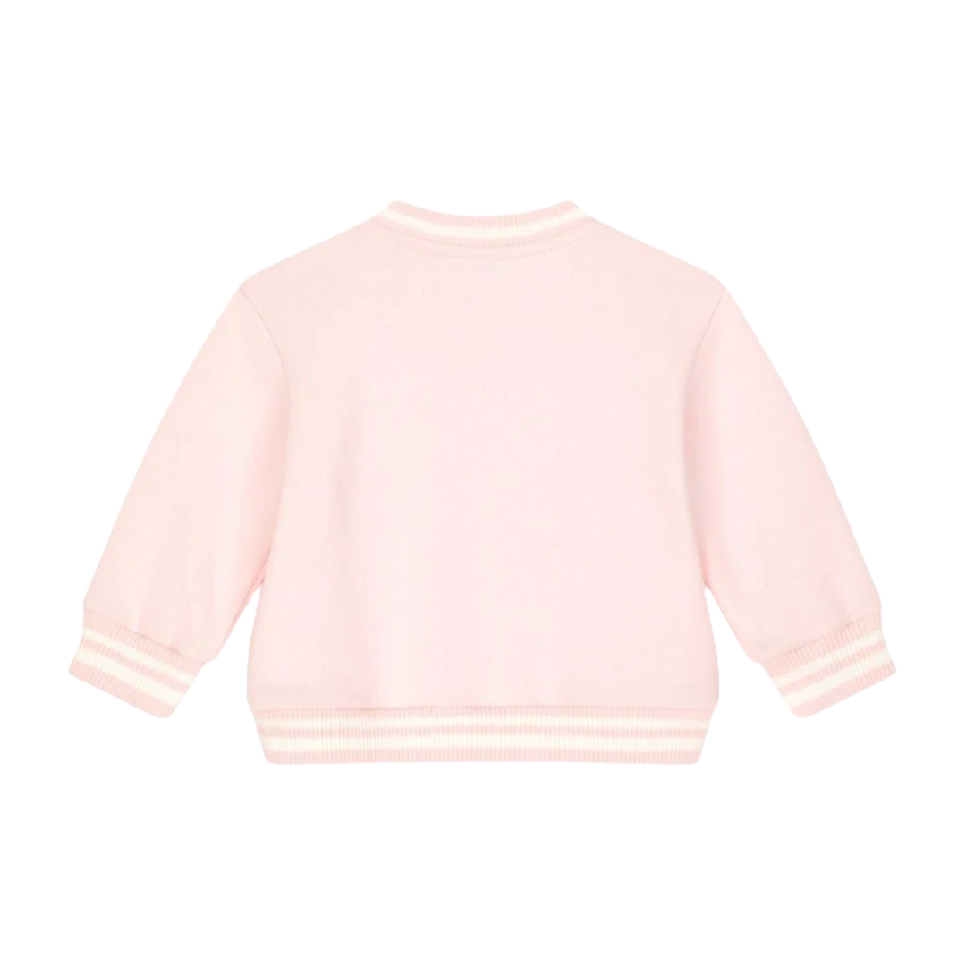 KIDS BABY LONG SLEEVE JERSEY WITH DG LEOPARD GRAPHIC LOGO PRINT PINK