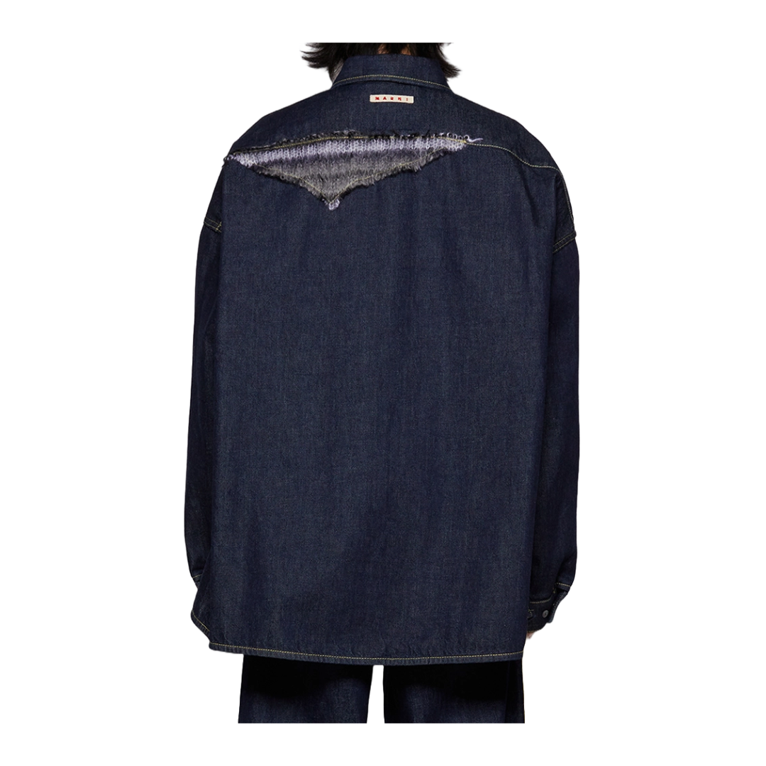 RAW KNIT DENIM SHIRT BLUE