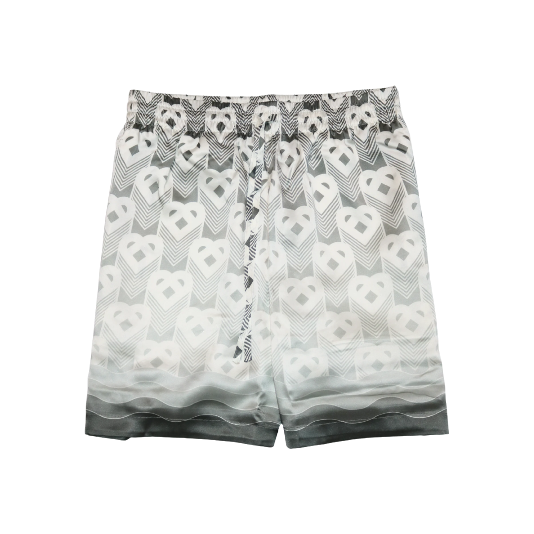 HEART MONOGRAM SILK SHORTS GRAY