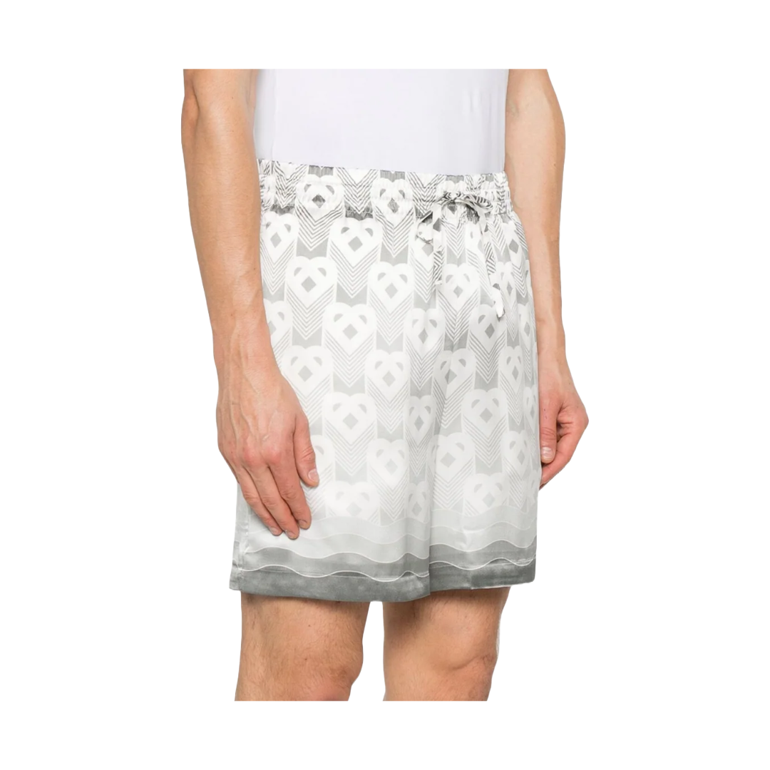 HEART MONOGRAM SILK SHORTS GRAY