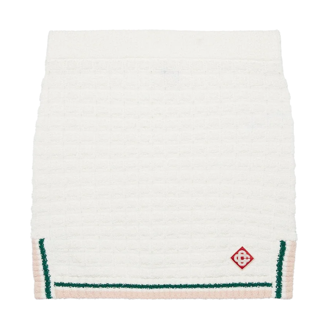 CASABLANCA COTTOM BOUCLE MINI SKIRT WHITE