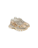 BALMAIN B-EAST TRAINER IN LEATHER, SUEDE AND MESH IN CREAM
