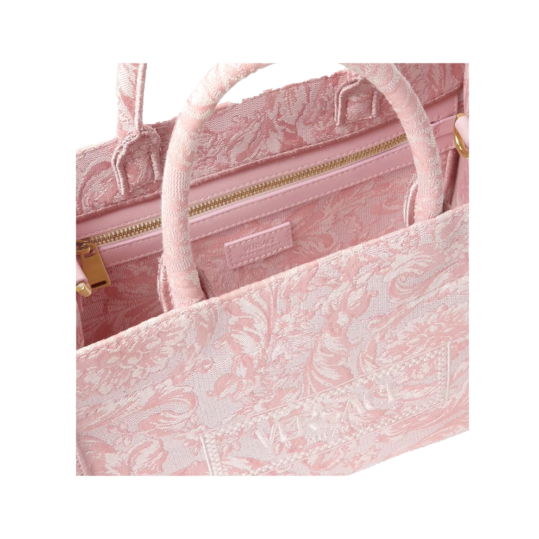 VERSACE BAROCCO ATHENA SMALL TOTE BAG PINK PRINT