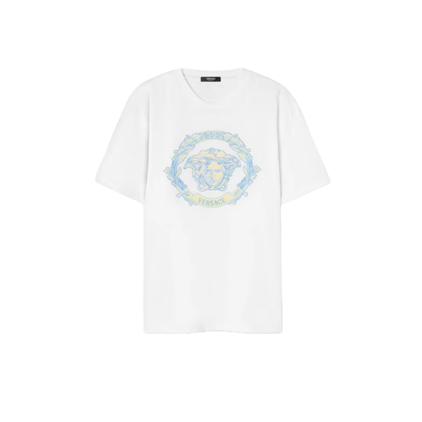 VERSACE EMBROIDERED BAROCCO WAVE CREST T-SHIRT
