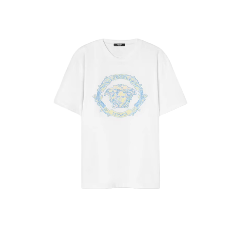 VERSACE EMBROIDERED BAROCCO WAVE CREST T-SHIRT