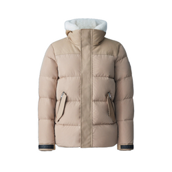 RILEY CLASSIC DOWN JACKET WITH REMOVABLE SHEARLING BIB CAMEL/LIGHT BROWN