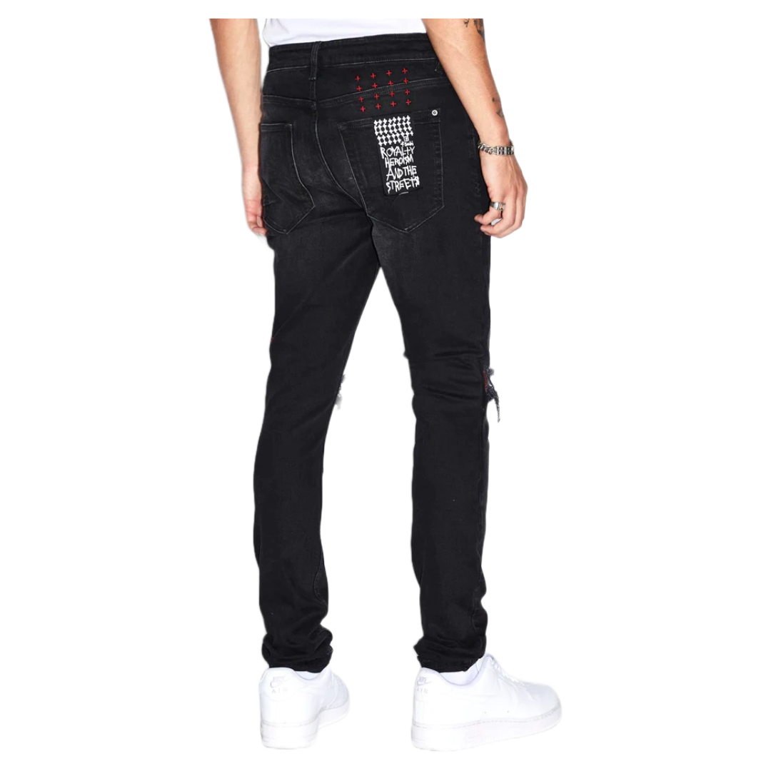 KSUBI VAN WINKLE RED BOTTLE TRASHED DENMIN BLACK