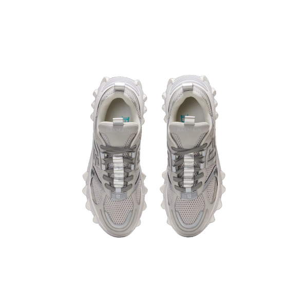 BALMAIN B-EAST TRAINERS IN TECHNICAL MATERIALS AND MESH GREY/TEAL