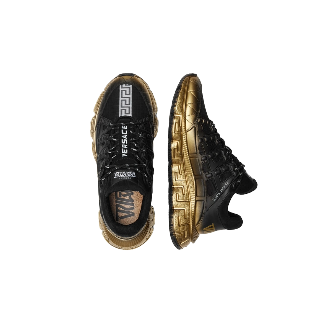 VERSACE KIDS TRIGRECA SNEAKERS BLACK/GOLD