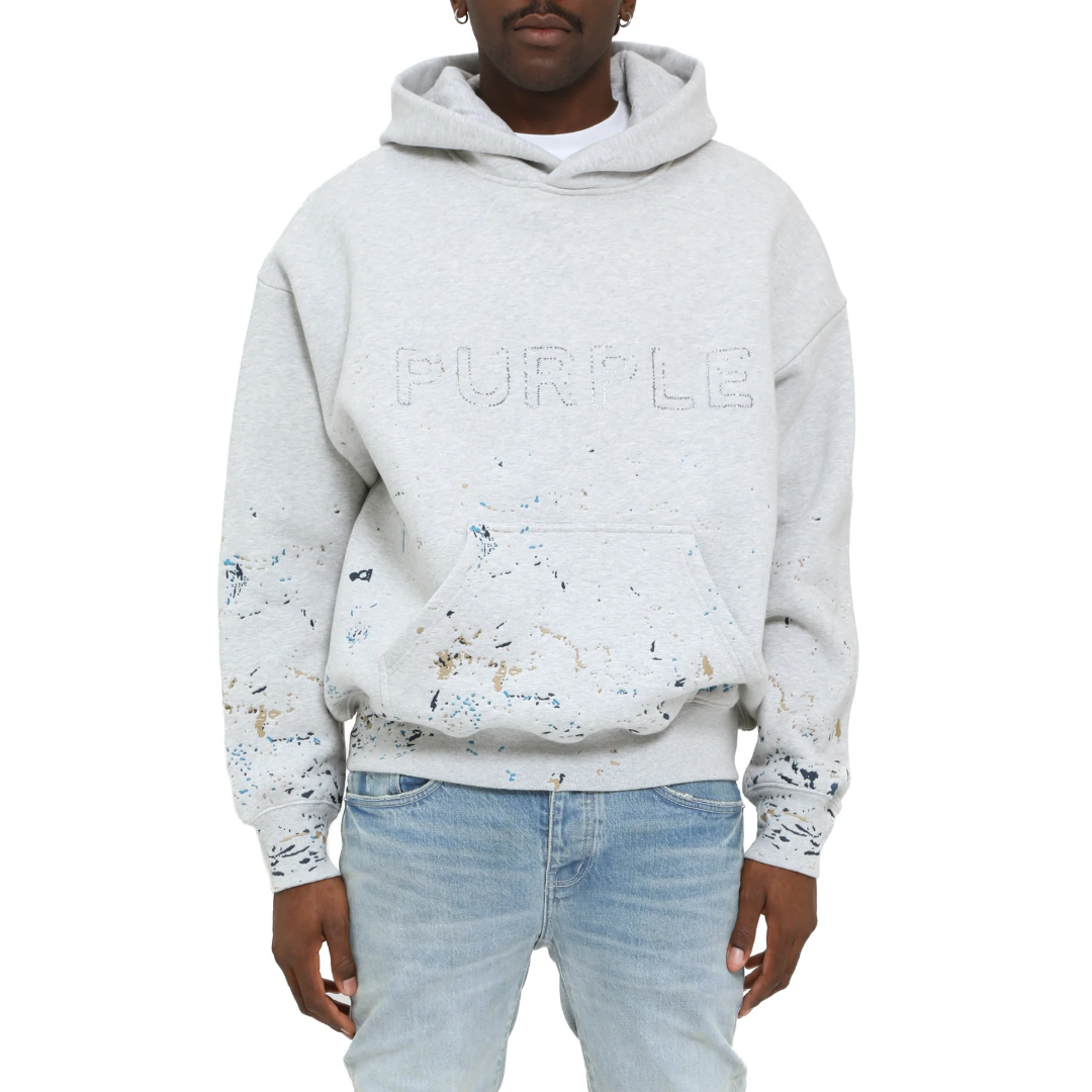 GRAY PAINT SPLATTER HEAVYWEIGHT HOODIE