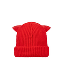 ARTISANAL SUPERSIZED FOX BEANIE IN RED BLACK