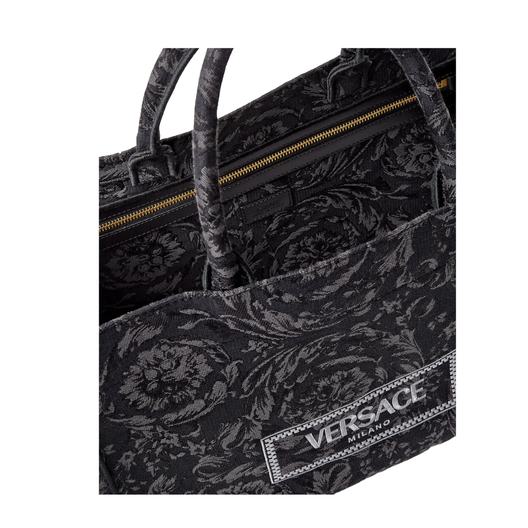 VERSACE BAROCCO ATHENA TOTE BAG BLACK PRINT