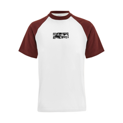 FLOCKED PRINT T-SHIRT WHITE/BURGUNDY