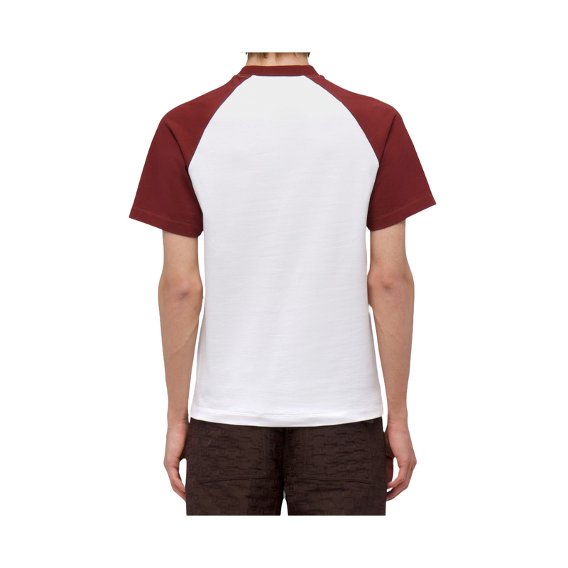 FLOCKED PRINT T-SHIRT WHITE/BURGUNDY