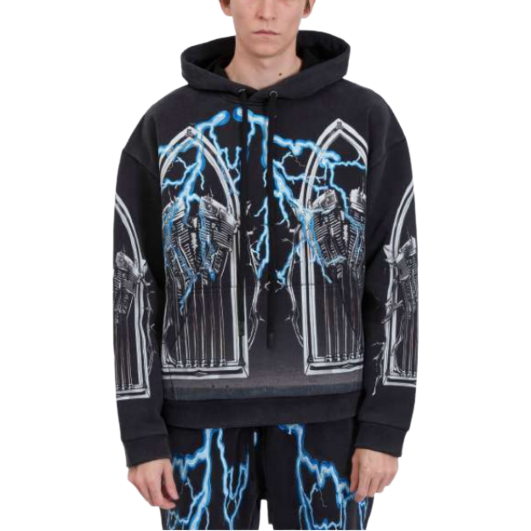 BLUE LIGHTNING ENGINE HOODED PULLOVER