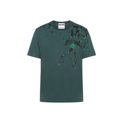 MOSCHINO PAINTED EFFECT STRETCH JERSEY T-SHIRT DARK GREEN