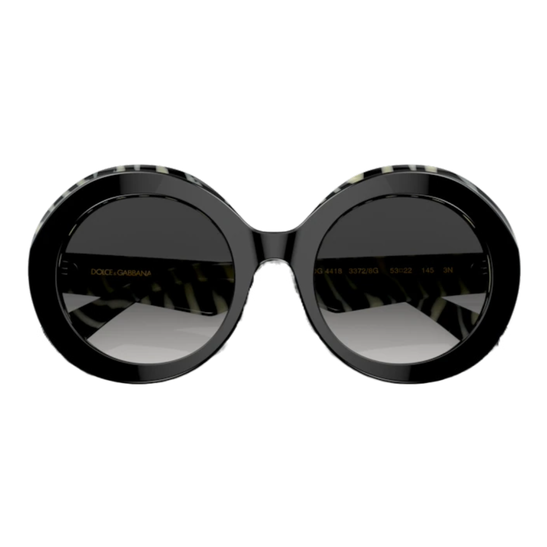 DOLCE & GABBAN CIRCLE SUNGLASSES 0DG4418 BLACK/ZEBRA