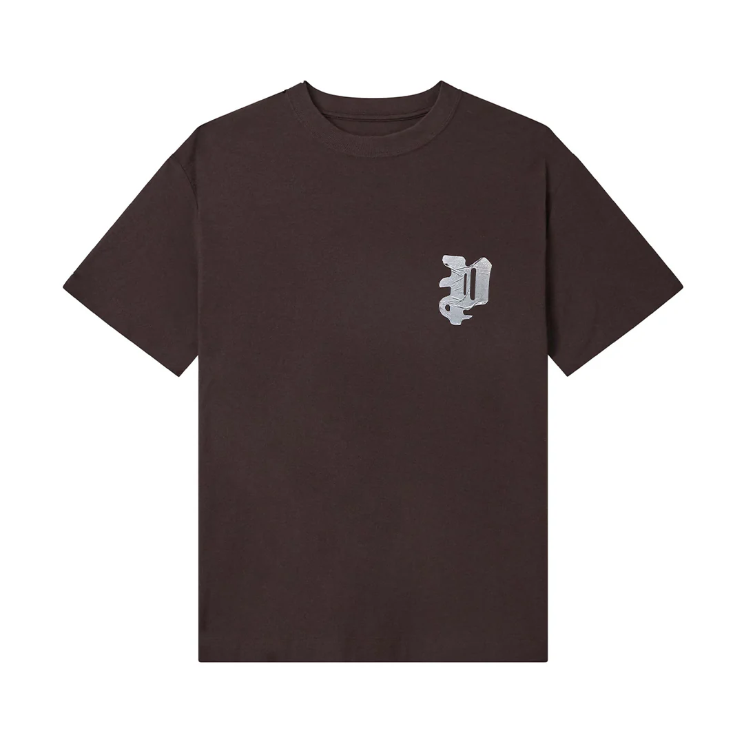 PURPLE TEXTURED TAPE T-SHIRT IN DARK BROWN