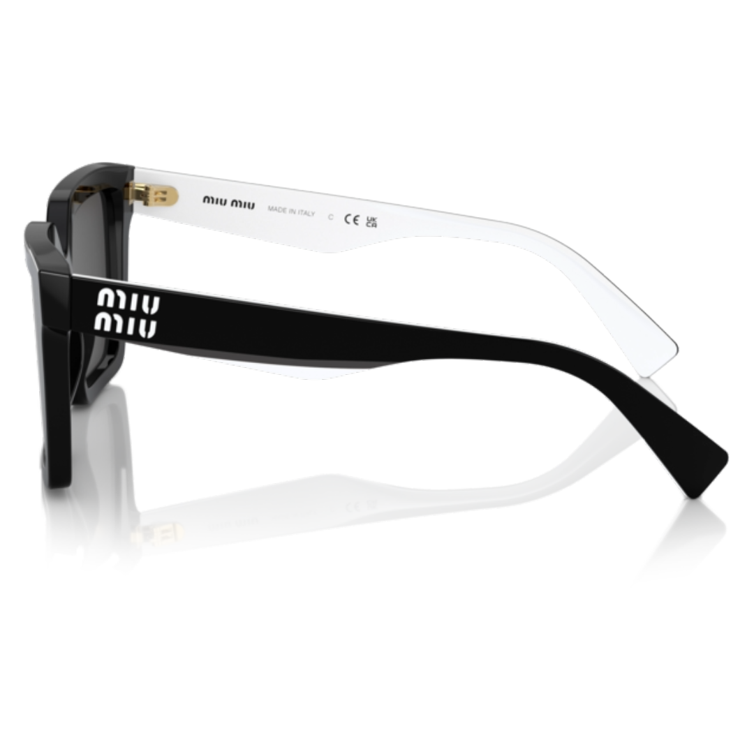 MIU MIU LOGO SQUARE SUNGLASSES WHITE/BLACK